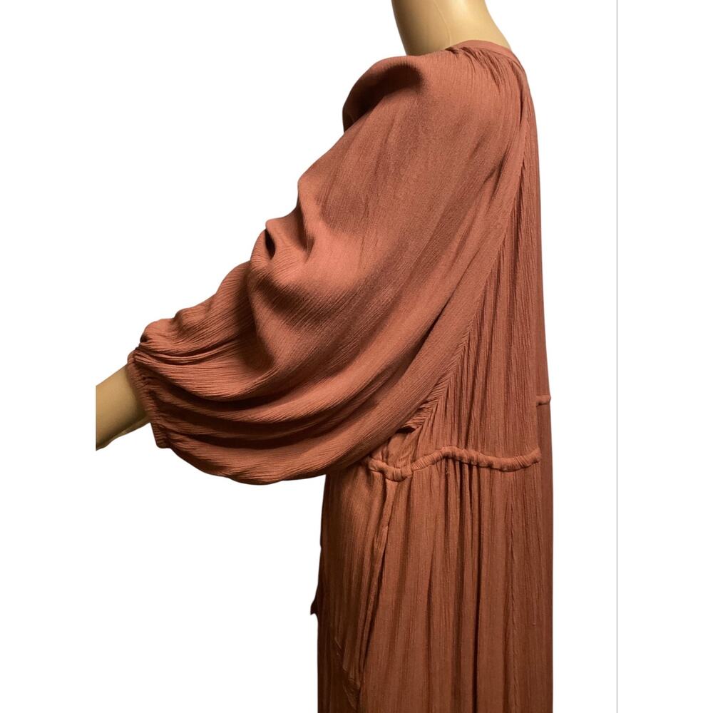 Free People plenty of love maxi dress plunging neckline button-front tie waist L - Picture 3 of 7